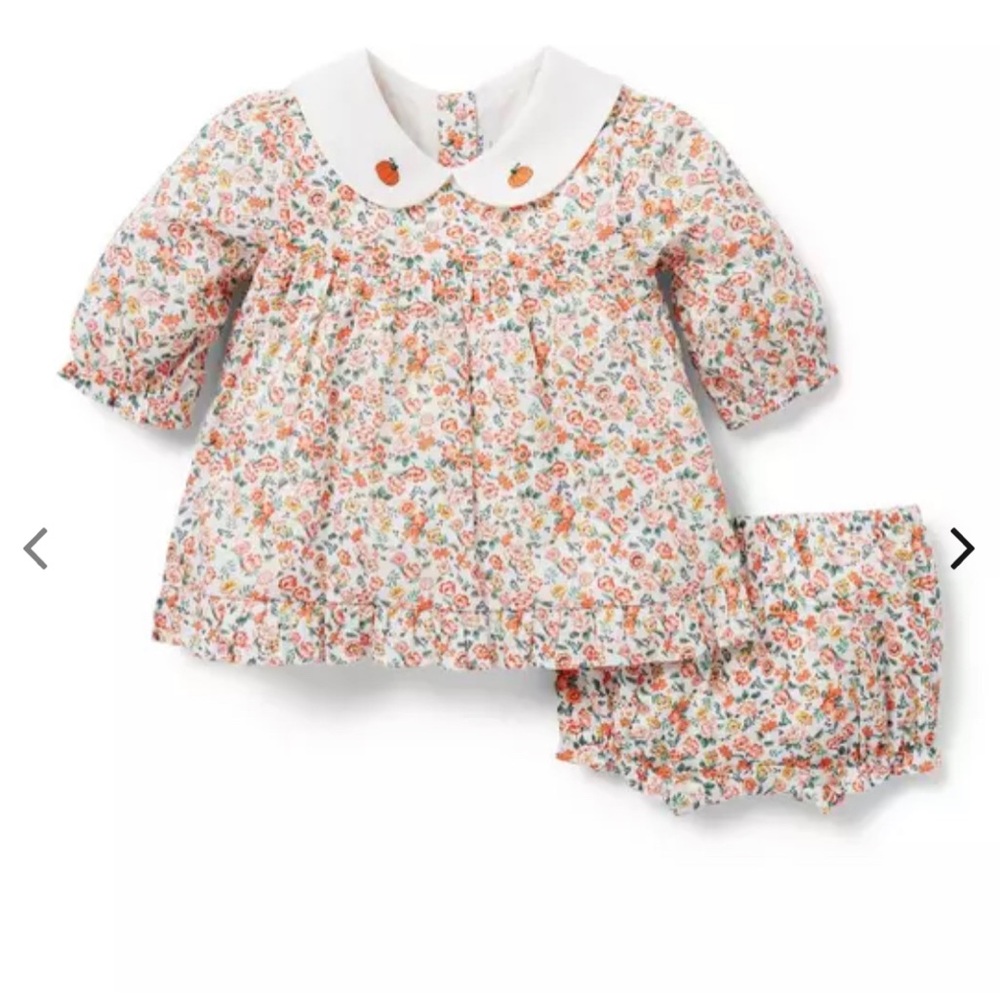 EUC Janie and Jack - The Pumpkin Collar Floral Baby Set
